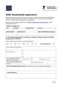 ESRC Studentship Application