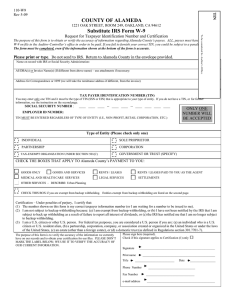 Substitute IRS Form W-9 - Alameda County Government