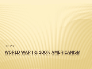 WORLD WAR I & 100% AMERICANISM