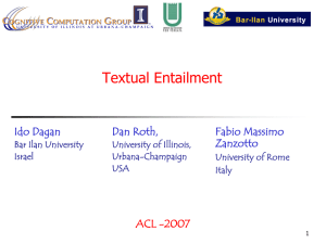 ACL Tutorial on Textual Entailment Recognition