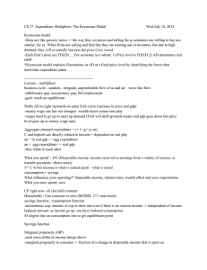 Ch 27: Expenditure Multipliers: The Keynesian Model Wed July 18
