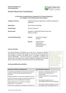 Position Description and Person Specification Human Resources