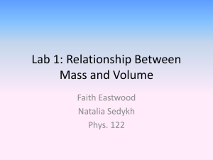 Lab 1: Relationship Between Mass and Volume