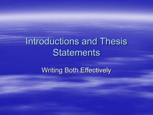 Introductions and Thesis Statements