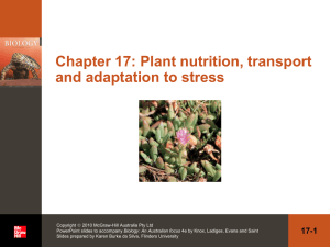 Chapter 16 Plant nutrition, transport and adaptation to stress