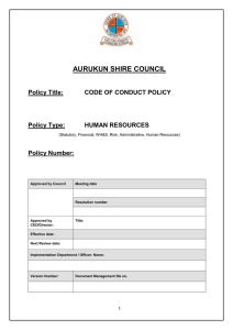 Code of Conduct Policy - Aurukun Shire Council