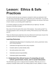 Ethics & Safe Practices Reading