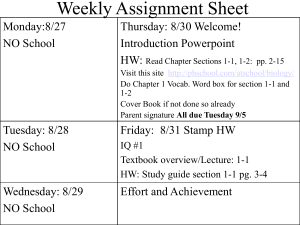 Weekly Assignment Sheet