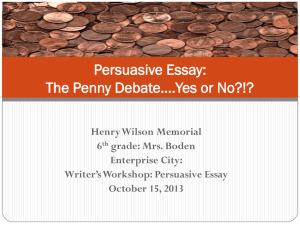 Persuasive Essay: The Penny Debate*.Yes or No?!?