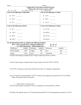 Awesome temperature conversion worksheet answers Specific Heat Capacity