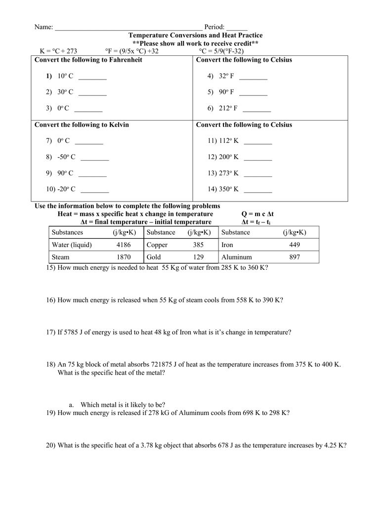 pressure and temperature conversion worksheet answers