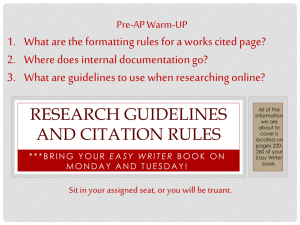 Research Guidelines and Citation Rules