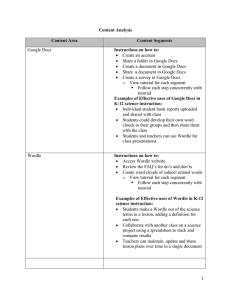 Task and Content Analysis artifact - Instructional Technology Portfolio