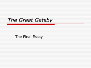 THE GREAT GATSBY Final Paper Assignment
