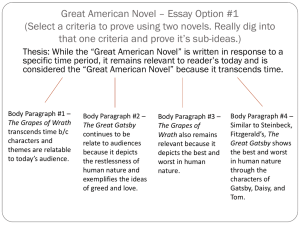 Great American Novel – Essay Option #1 (Select a trait to prove