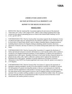 Proposed Resolution and Report