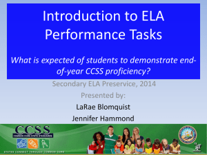 Introduction to ELA Performance Tasks