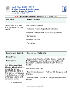 6th Grade Family Life Unit Plan