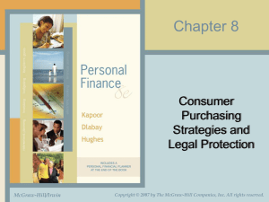 Consumer Purchasing and Legal Protection Chpt8