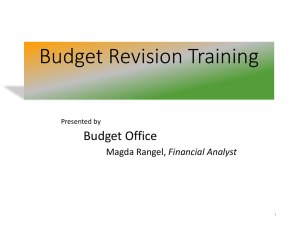 Budget Revision Training - Overview