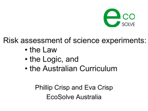 Risk assessment of science experiments