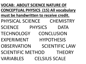 VOCAB: ABOUT SCIENCE NATURE OF CONCEPTUAL PHYSICS