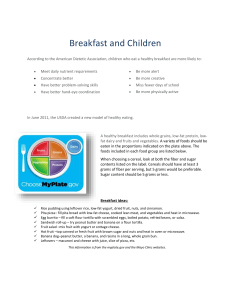 Breakfast and Children According to the American Dietetic