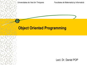 Object Oriented Programming - Universitatea de Vest din Timişoara