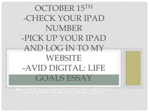 October 15th Pick up your ipad and Log in to my Website