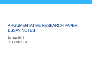 Argumentative Research Paper: Essay Notes