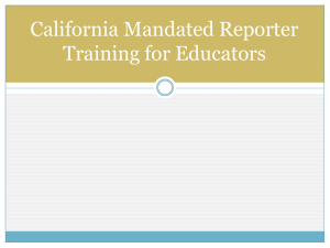 Mandated Reporter Educator Training 2015
