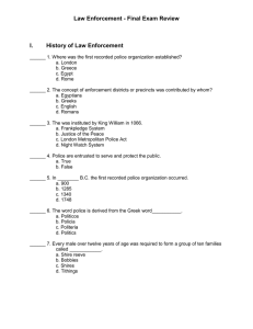 Law Enforcement - Final Exam Review