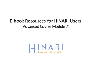 E-book Resources for HINARI Users (module 7.5)