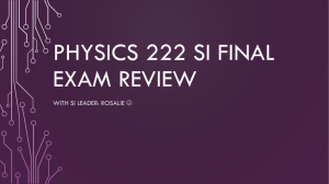 Physics 222 SI Final Exam Review