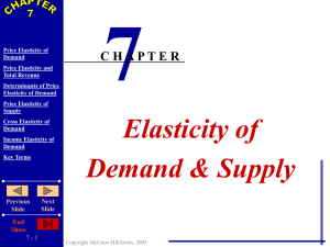 Chapter 7 Demand & Supply Elasticities & Government