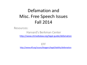 Defamation and Social Media, Fall 2014