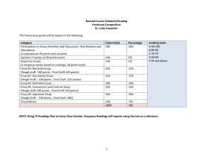 Revised Course Schedule 10/1/14