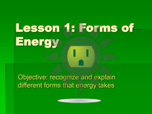 Lesson 1: Forms of Energy