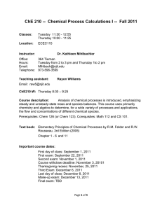 ChE 210 -- Chemical Process Calculations I -