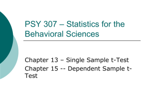 BHS 307 – Statistics for the Behavioral Sciences