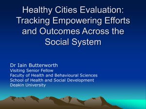 Healthy Cities, Municipal Public Health Planning, Sense of