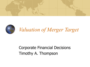 Valuation of Merger Target - Kellogg School of Management