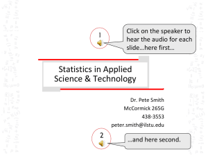 HPR 445 Statistical Applications in Science & Technology