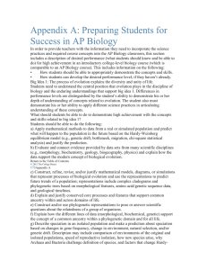 Appendix A: Preparing Students for Success in AP Biology In order