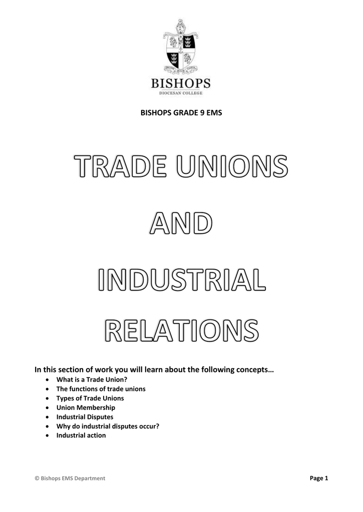 functions of trade union