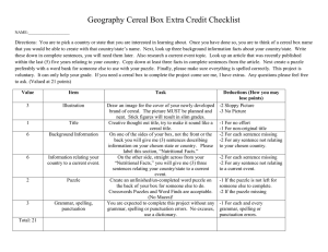 Geography Cereal Box Extra Credit Checklist NAME: Directions