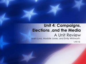 Unit 4: Campaigns, Elections ,and the Media A Unit Review