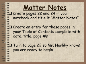 Matter Notes - Brandywine School District