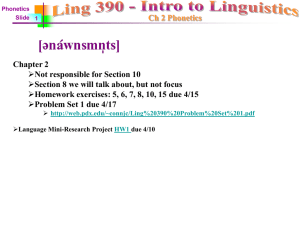 Ling 390 - Intro to Linguistics - Winter 2005 Class 1