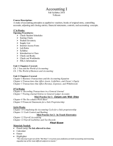 Accounting I Fall Syllabus 2014 Tolleson Course Description: A